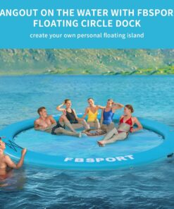 2026 Aufblasbares Dock, schwimmende Plattform, 2,44 m aufblasbares Wasserhängematten-Schwimmdeck für See mit Getränkehalter, runder Schwimmring, Schwimmfloß, Liegeinsel, Plattformpolster