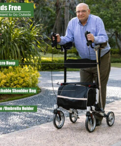2026 BEYOUR WALKER Aufrechter Rollator, 10″ Räder, Verstellbare Armlehnen, Klappbares Design, Weiß – Mobilitätshilfe für Senioren