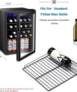 2026 Antarctic Star Weinkühler/-schrank für 36 Flaschen, Getränkekühlschrank, kleiner Mini-Weinkeller, Bier-/Sodabar-Kühlschrank, leiser Betrieb, Kompressor, Temperatureinstellung, freistehend, schwarz, 4,4 Kubikfuß