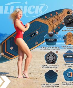 2026 ALLPICK Premium SUP Board Set, Stand Up Paddling Board Aufblasbar, Mit Universal Kamerahalterung, Komplettes Zubehör, Verstellbares Paddel, Anfänger und Fortgeschrittene, 180kg Marineblau