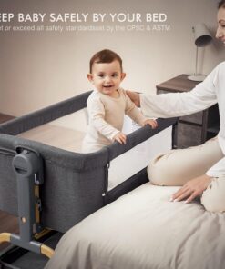2026 Babywiege, Schaukelwiege, Beistellbett mit bequemer Matratze und Rädern, 6-fach höhenverstellbar, leicht zusammenklappbar, tragbares Beistellbett für Neugeborene