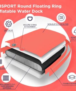 2026 Aufblasbares Dock, schwimmende Plattform, 2,44 m aufblasbares Wasserhängematten-Schwimmdeck für See mit Getränkehalter, runder Schwimmring, Schwimmfloß, Liegeinsel, Plattformpolster