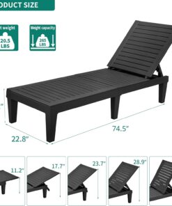 2026 Chaiselongue-Stühle für den Außenbereich, 4er-Set mit verstellbarer Rückenlehne, stabile Liegen für Terrasse und Poolrand, einfache Montage, wasserdicht und leicht mit einer Tragfähigkeit von 120 kg, schwarz