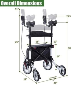 2026 BEYOUR WALKER Aufrechter Rollator, 10″ Räder, Verstellbare Armlehnen, Klappbares Design, Weiß – Mobilitätshilfe für Senioren
