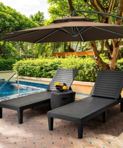 2026 Chaiselongue-Stühle für den Außenbereich, 4er-Set mit verstellbarer Rückenlehne, stabile Liegen für Terrasse und Poolrand, einfache Montage, wasserdicht und leicht mit einer Tragfähigkeit von 120 kg, schwarz