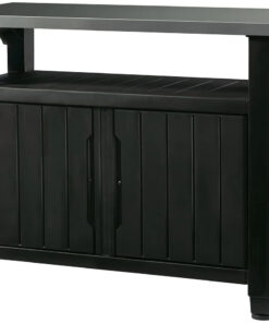 2026 2026 Keter Unity XL Mobiler Patio-Wagen – Wetterfester Außenküchentisch mit Edelstahl-Arbeitsfläche, Abschließbarem Stauraum & Zubehör