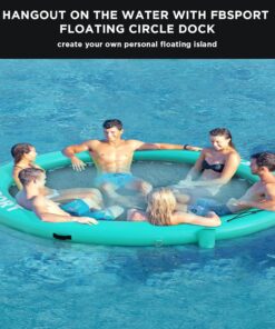 2026 Aufblasbares Dock, schwimmende Plattform, 2,44 m aufblasbares Wasserhängematten-Schwimmdeck für See mit Getränkehalter, runder Schwimmring, Schwimmfloß, Liegeinsel, Plattformpolster
