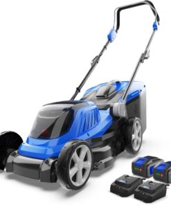 2026 Rasenmäher, 40 V, bürstenlos, 16 Zoll, kabellos, 5 Schnitthöheneinstellungen, elektrischer Rasenmäher, schnell zusammenklappbar in 5 Sekunden, 20 V*2 4,0 Ah Akku und Super-Ladegerät im Lieferumfang enthalten.