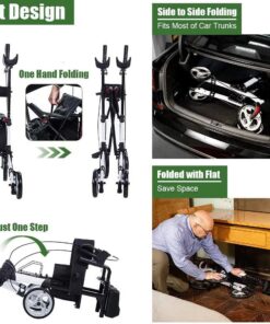 2026 BEYOUR WALKER Aufrechter Rollator, 10″ Räder, Verstellbare Armlehnen, Klappbares Design, Weiß – Mobilitätshilfe für Senioren