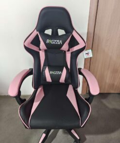 2026 Bigzzia Gaming-Stuhl, Bürostuhl, Liegestuhl, hohe Rückenlehne, Leder, verstellbar, drehbar, rollbar, ergonomisch, Videospiel-Stühle, Rennstuhl, Computer-Schreibtischstuhl mit Kopfstütze und Lendenwirbelstütze (Schwarz/Rot)