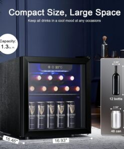 2026 Antarctic Star Weinkühler/-schrank für 36 Flaschen, Getränkekühlschrank, kleiner Mini-Weinkeller, Bier-/Sodabar-Kühlschrank, leiser Betrieb, Kompressor, Temperatureinstellung, freistehend, schwarz, 4,4 Kubikfuß
