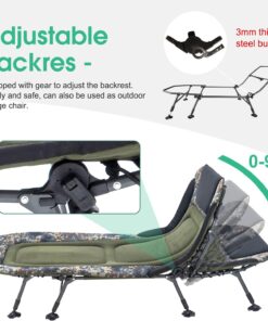 2026 Campingbetten für Erwachsene, 150 kg, mit Tragetasche, robustes Klappbett mit weich gepolstertem Kissen, tragbares Militärbett für die Jagd, um 180° verstellbare Liegefläche für den Außenbereich