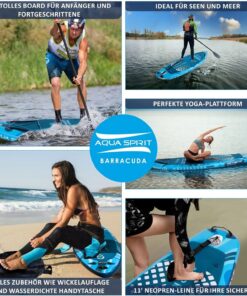 2026 Aqua Spirit SUP Board Aufblasbares Standup Stand Up Paddle Board/Paddel Kajak | 320x81x15cm | Satz mit Paddel, Sitz, Rucksack, Pumpe und weiterem Zubehör | Erwachsene Anfänger/Experten (Blau)
