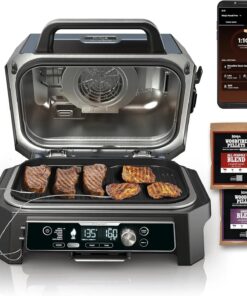 2026 Premium XL Outdoor-Grill & Smoker, Bluetooth, App-fähig, 7-in-1 Master Grill, BBQ-Smoker, Outdoor-Heißluftfritteuse, Woodfire-Technologie, 2 eingebaute Thermometer, Schwarz