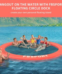 2026 Aufblasbares Dock, schwimmende Plattform, 2,44 m aufblasbares Wasserhängematten-Schwimmdeck für See mit Getränkehalter, runder Schwimmring, Schwimmfloß, Liegeinsel, Plattformpolster