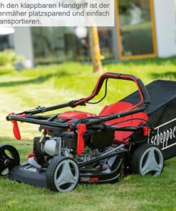 Scheppach MS161-46 Benzin Rasenmäher - 46 cm Schnittbreite | 55 Liter Fangkorb | Stahlgehäuse | 7-stufige Höhenverstellung | Mulchfunktion | Radantrieb | Seitenauswurf | inkl. Motoröl