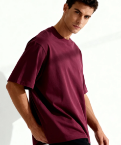 Baumwoll T Shirt mit schwerem Material und Rundhalsausschnitt