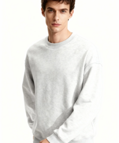 Baumwollpullover mit schwerem Material und Rundhalsausschnitt